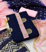 Blue printed jacquard salwar