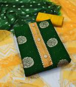 Green printed jacquard salwar