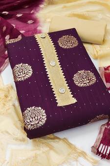 Magenta printed jacquard salwar