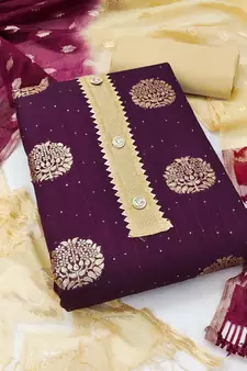 Magenta printed jacquard salwar