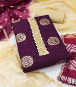 Magenta printed jacquard salwar