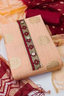 Peach printed jacquard salwar