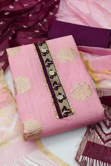 Pink printed jacquard salwar