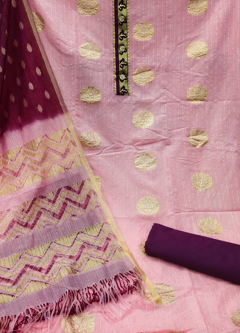 Pink printed jacquard salwar