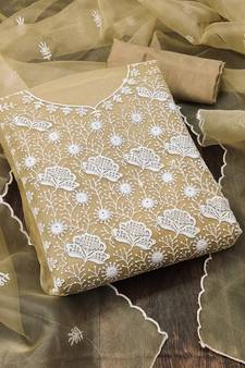 Beige embroidered organza salwar