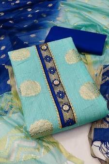 Sea-green printed jacquard salwar