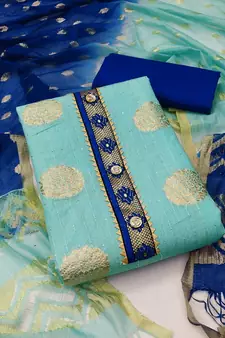 Sea-green printed jacquard salwar