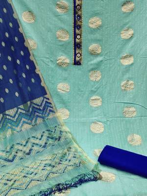 Sea-green printed jacquard salwar 2