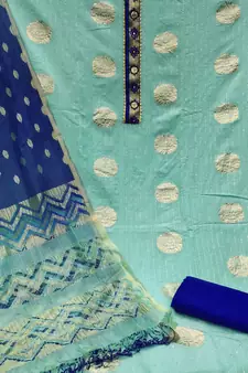 Sea-green printed jacquard salwar