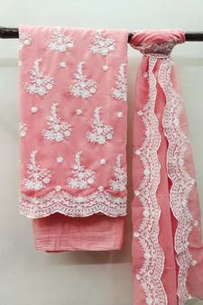 Peach embroidered georgette salwar