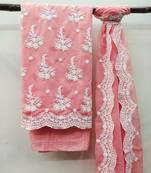 Peach embroidered georgette salwar