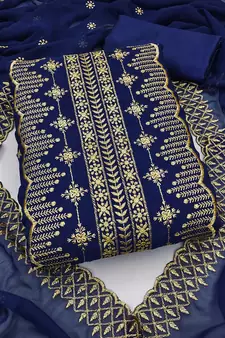 Blue embroidered georgette salwar