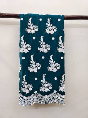 Teal-blue embroidered georgette salwar 2