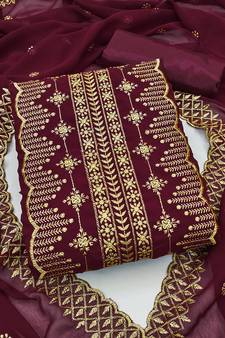 Magenta embroidered georgette salwar