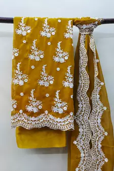 Mustard embroidered georgette salwar