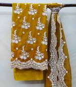 Mustard embroidered georgette salwar