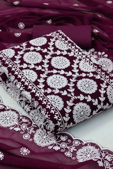 Magenta embroidered georgette salwar