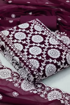 Magenta embroidered georgette salwar