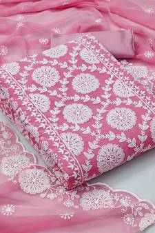 Pink embroidered georgette salwar