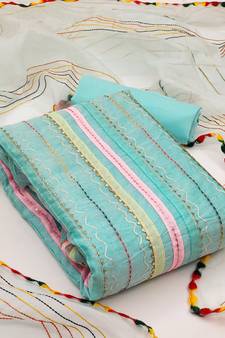 Sea-green embroidered chanderi salwar