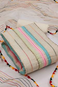 Off-white embroidered chanderi salwar