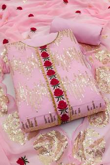Pink embroidered georgette salwar