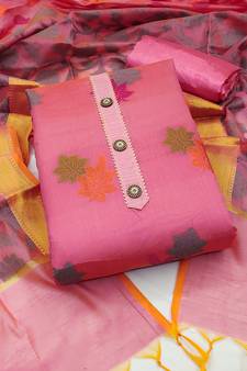 Pink woven jacquard salwar