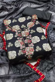 Grey embroidered jacquard salwar