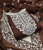 Brown embroidered chanderi salwar