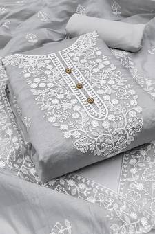 Grey embroidered chanderi salwar