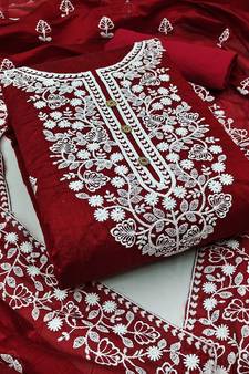 Maroon embroidered chanderi salwar