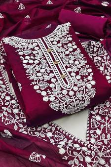Purple embroidered chanderi salwar