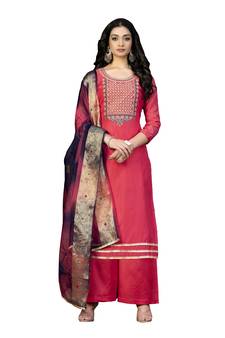 Pink embroidered chanderi salwar