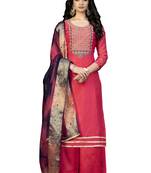 Pink embroidered chanderi salwar