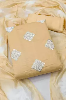 Beige embroidered cotton salwar