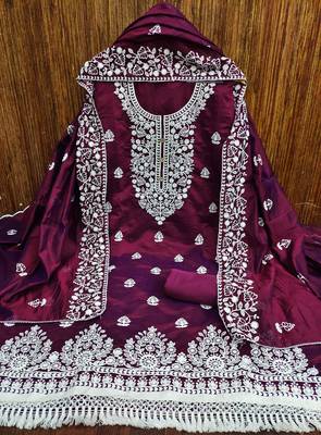 Purple embroidered chanderi salwar 3