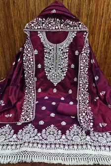 Purple embroidered chanderi salwar