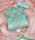 Sea-green embroidered jacquard salwar