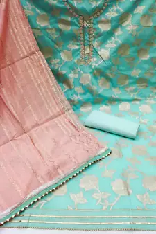 Sea-green embroidered jacquard salwar