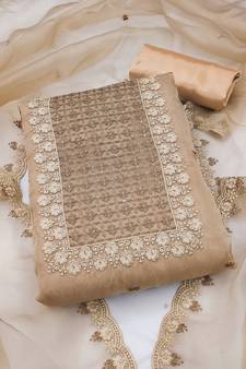 Beige embroidered organza salwar
