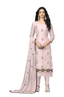 Baby-pink embroidered chanderi salwar