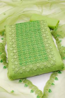 Green embroidered organza salwar