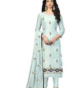 Light-sea-green embroidered chanderi salwar