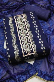 Blue embroidered jacquard salwar