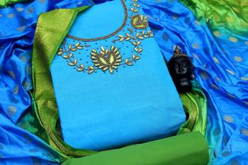Sky-blue woven cotton salwar 1