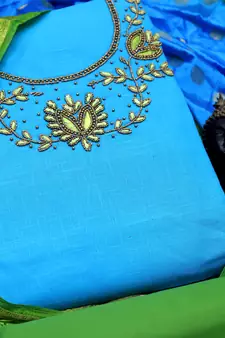 Sky-blue woven cotton salwar