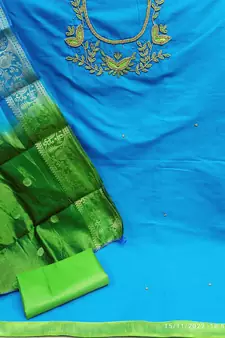 Sky-blue woven cotton salwar