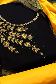 Black woven cotton salwar