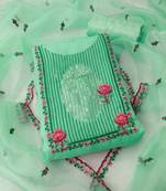 Sea-green embroidered organza salwar