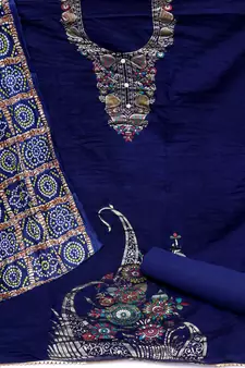Blue woven jacquard salwar